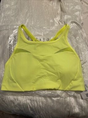 Lululemon Robbed mesh high neck bra size 8 women’s highlight yellow